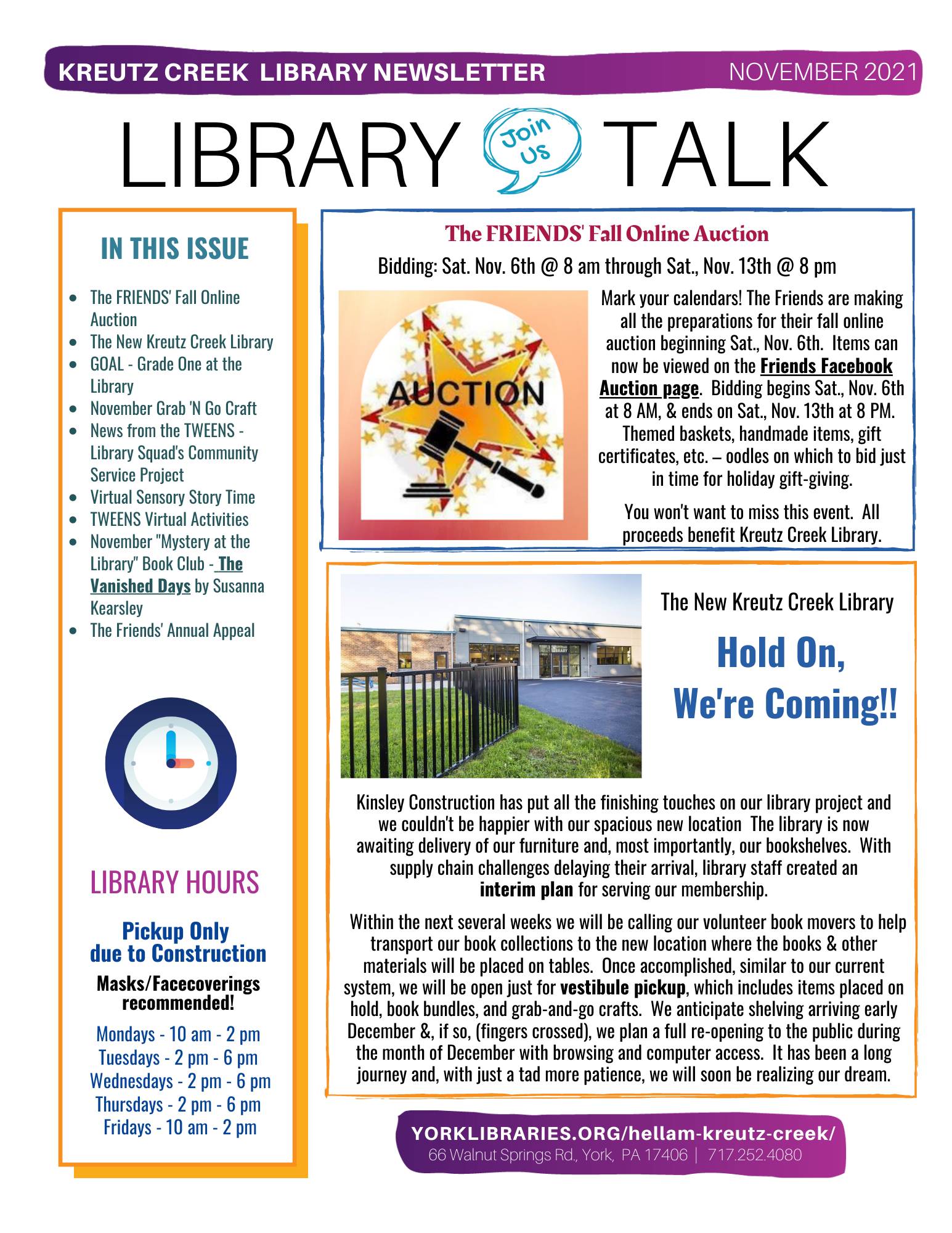November 2021 Newsletter - Kreutz Creek Library