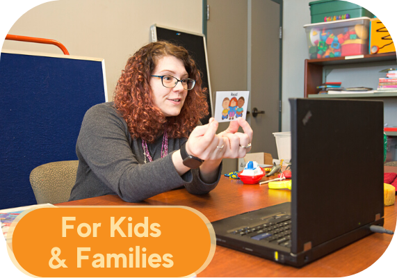 kids and families button that links to the online programs page