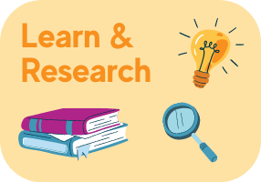 learn and research button linking to the online resources portal