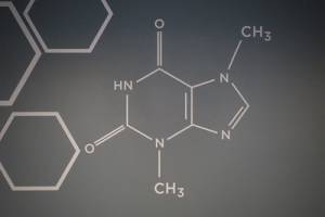 Chemical framework for theobromine, a chemical compound found in chocolate