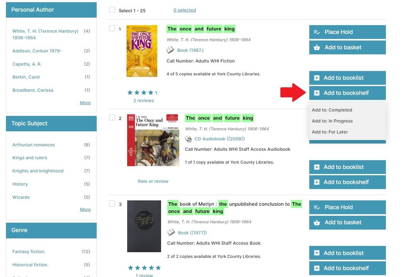 ChiliPAC Add To Bookshelves