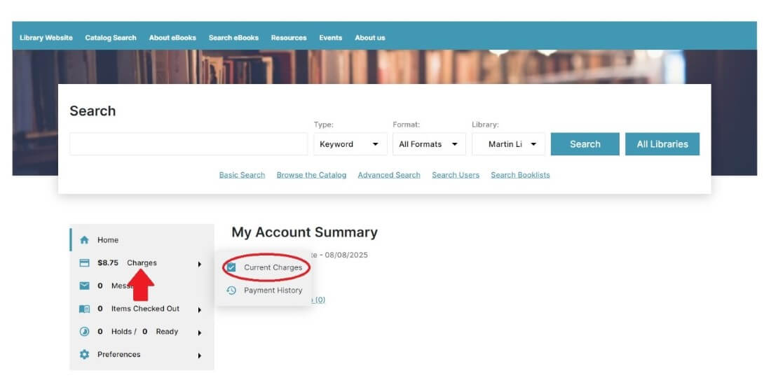 Fines Charges In Chilipac Account Screenshot