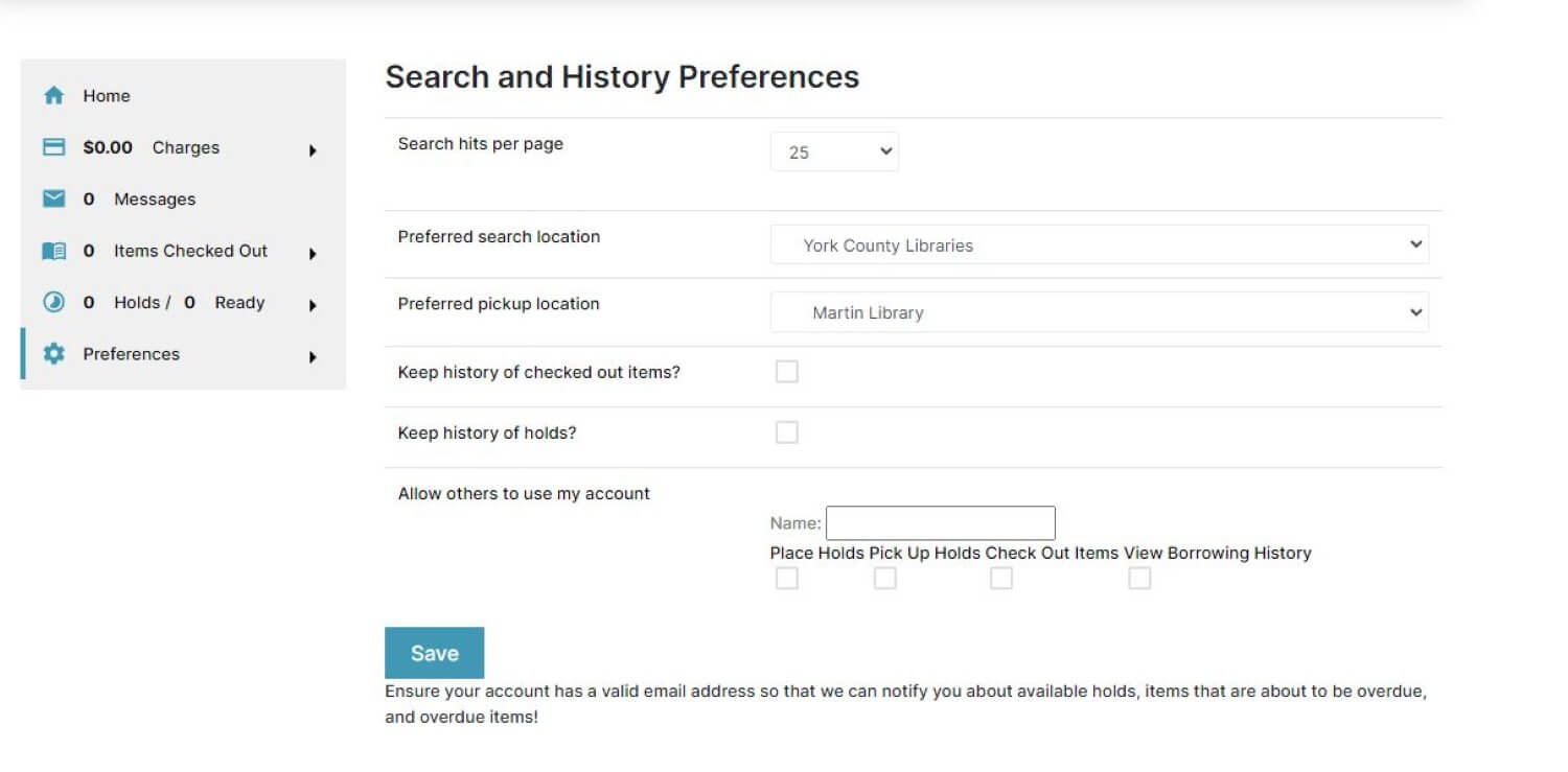 History And Search Settings Screenshot