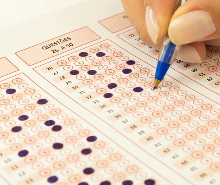 Person Taking Mutiple Choice Test