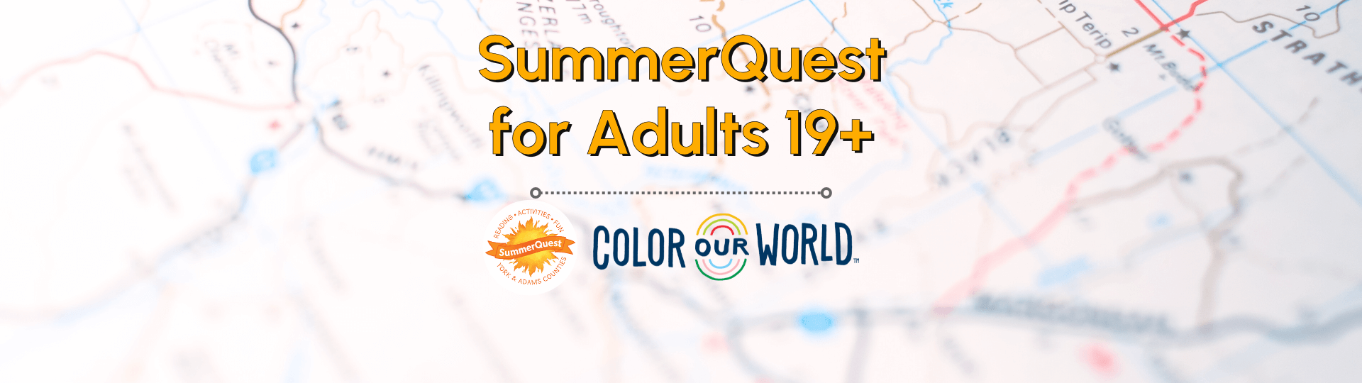 Text: SummerQuest for Adults 19+ Color Our World 2025