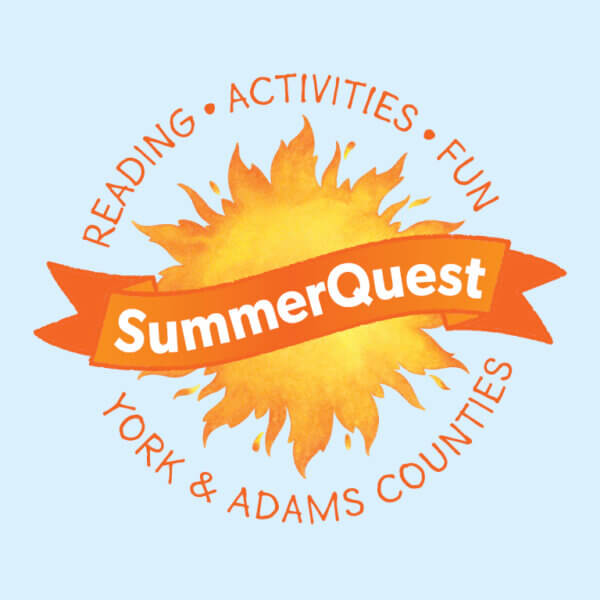 summerquest logo of a sun with a banner that reads "summerquest"
