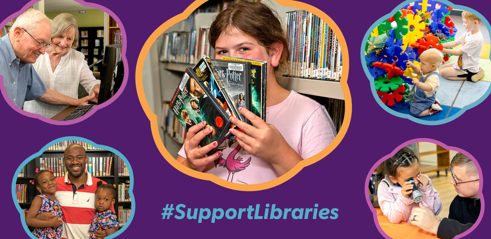 Literacy for Change 2026 carousel graphic of library member photographs